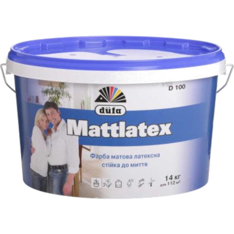 Фарба DUFA Mattlatex латексна, водоемульсійна, мат білий, 14кг